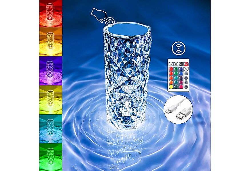 XINGGANG Tischleuchte Rose Kristall Lampe LED 3D Effekt, Touch & Fernbedien günstig online kaufen