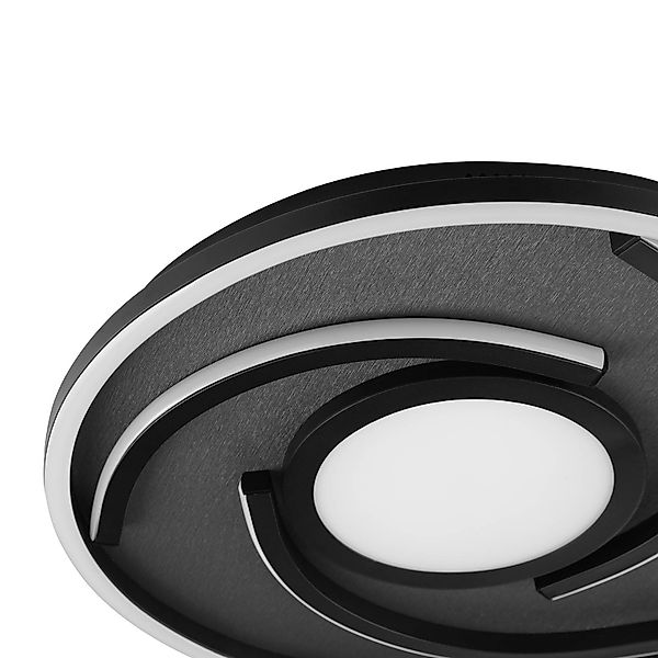 LED-Deckenlampe Hardy, Ø 35 cm, schwarz matt, Metall/Stoff günstig online kaufen