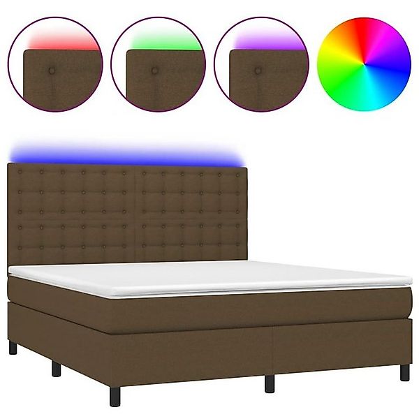 vidaXL Boxspringbett Boxspringbett mit Matratze LED Dunkelbraun 160x200 cm günstig online kaufen