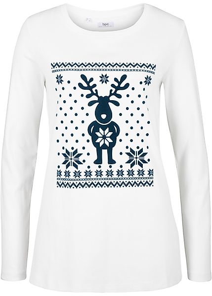 Baumwoll-Langarmshirt mit Weihnachtsmotiv günstig online kaufen