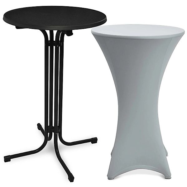 Beautissu Bellini Stehtisch Ø 70cm Schwarz mit Stella Stehtischhusse Ø 70cm günstig online kaufen