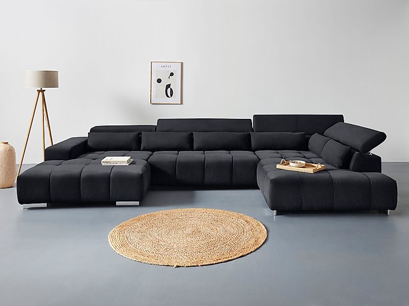 COTTA Wohnlandschaft "Orion U-Form", mit Kopfteilverstellung & 6 Nierenkiss günstig online kaufen