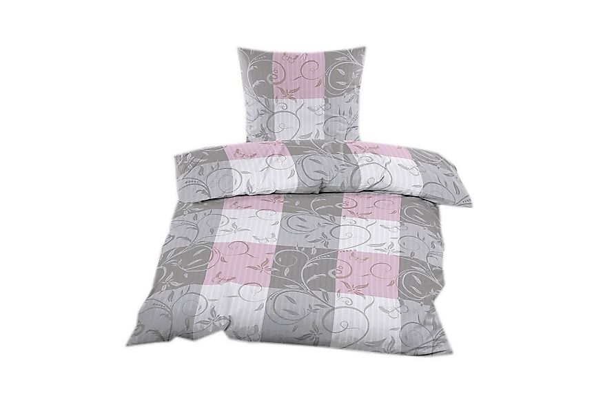 Casa Colori Bettwäsche Seersucker Garnitur 135x200 Reißverschluss in Grau R günstig online kaufen