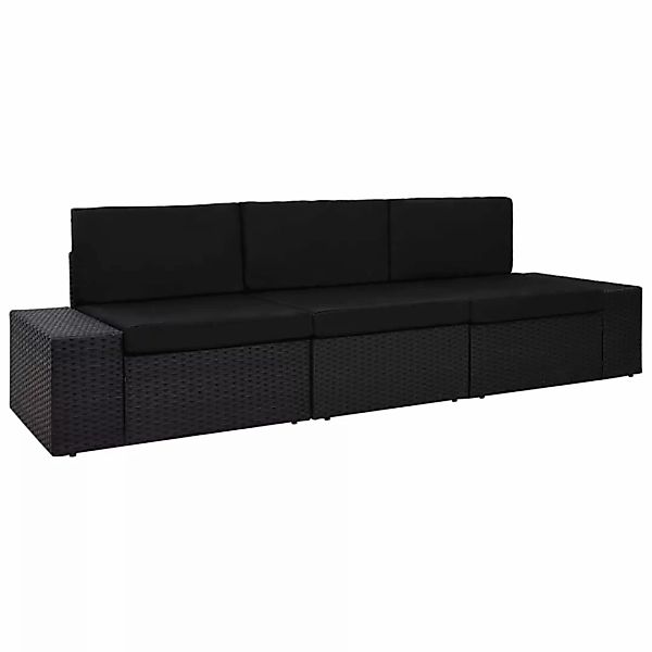 Modulares 3-sitzer-sofa Poly Rattan Schwarz günstig online kaufen