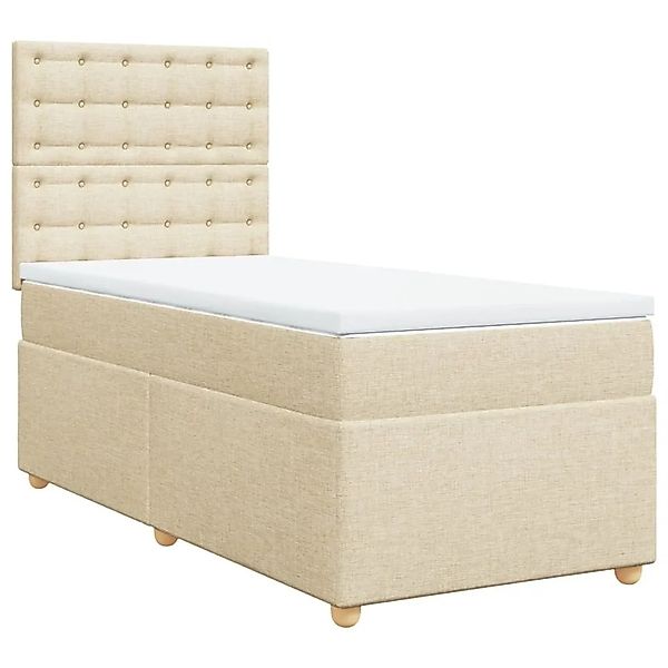 vidaXL Boxspringbett mit Matratze Creme 100x200 cm Stoff 3293510 günstig online kaufen