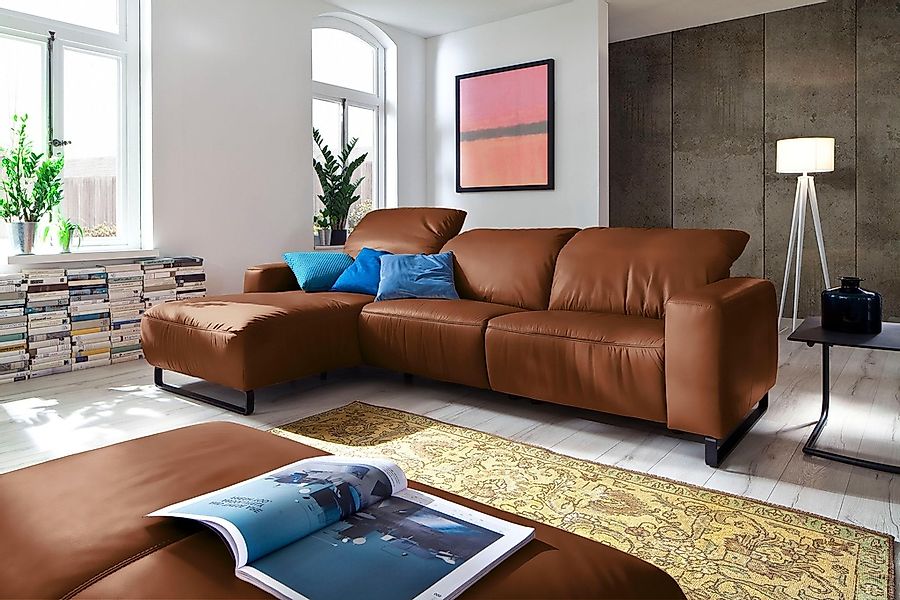 Home affaire Ecksofa »Juist L-Form«, mit Kopfteilverstellung und schwarzen günstig online kaufen