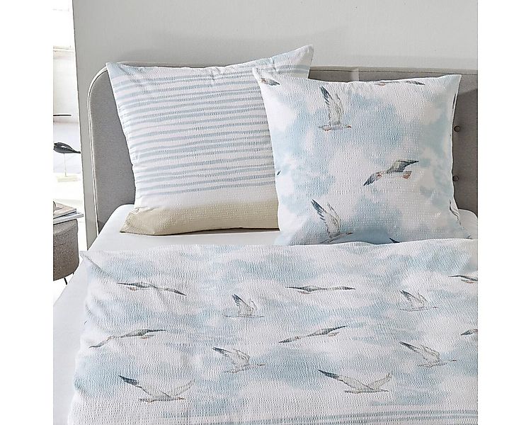 TRAUMSCHLAF Bettwäsche Möwen, Seersucker, 2 teilig, ideale Sommerbettwäsche günstig online kaufen