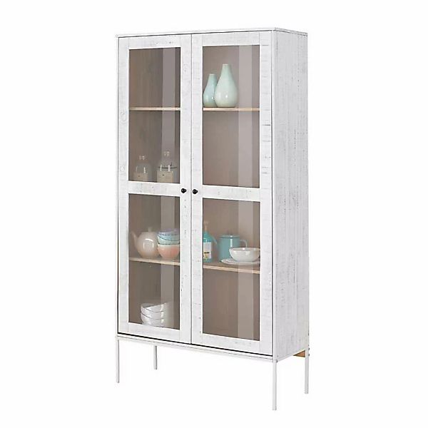 Esszimmer Vitrine in Creme Weiß Kiefer Massivholz günstig online kaufen