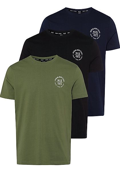 H.I.S T-Shirt, (Packung, 3 tlg., 3er-Pack), schmal geschnitten, bedrucktes günstig online kaufen
