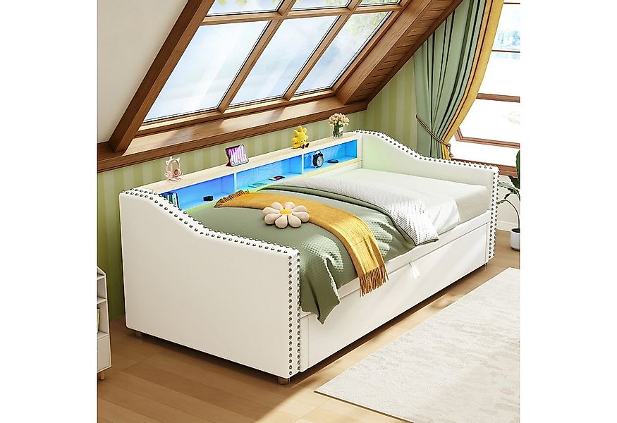 oyajia Polsterbett 3in1 Daybett Tagesbett Ausziehbett mit LED-Beleuchtung ( günstig online kaufen