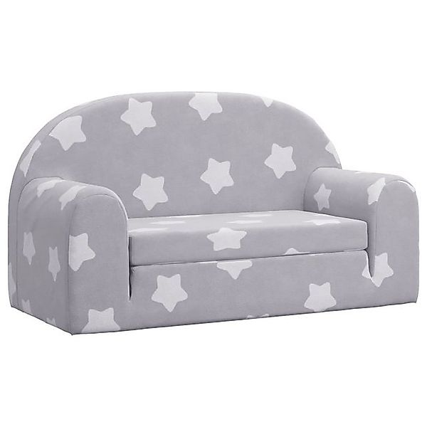 vidaXL Kindersofa, Kinder Schlafsofa 2-Sitzer Hellgrau mit Sternen Weicher günstig online kaufen
