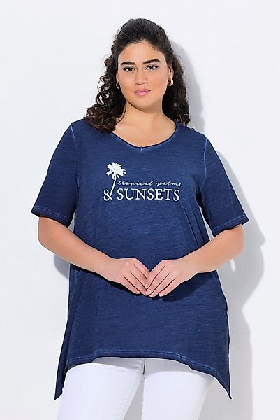 Ulla Popken T-Shirt T-Shirt cold dyed A-Linie V-Ausschnitt Halbarm günstig online kaufen