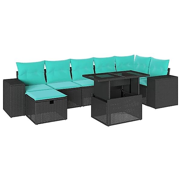 vidaXL 8-Tlg Gartensofa-Set mit Kissen Schwarz Polyrattan 3275307 günstig online kaufen