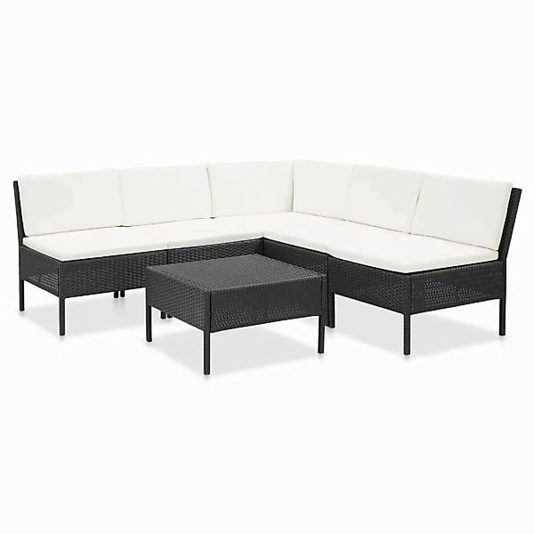 6-tlg. Garten-lounge-set Mit Auflagen Poly Rattan Schwarz günstig online kaufen