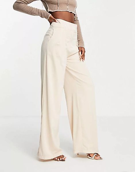 In The Style x Naomi Gens – Hose in Cremeweiß mit weitem Beinschnitt günstig online kaufen