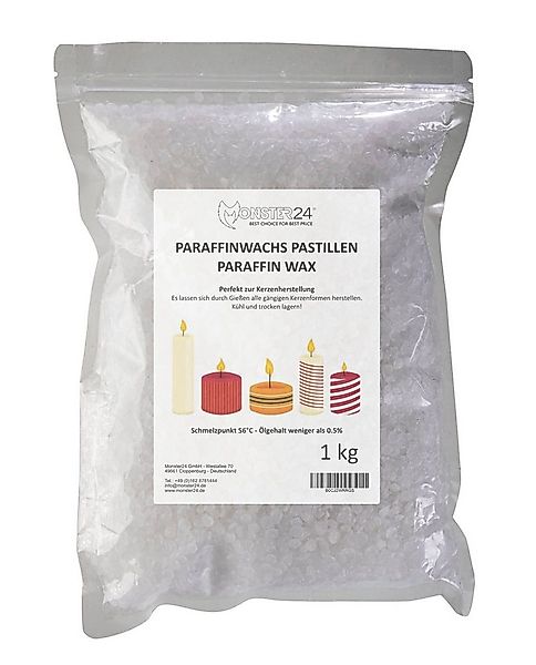 Monster24 Stumpenkerze Paraffinwachs Pastillen für Kerzen Kerzenwachs (1 kg günstig online kaufen