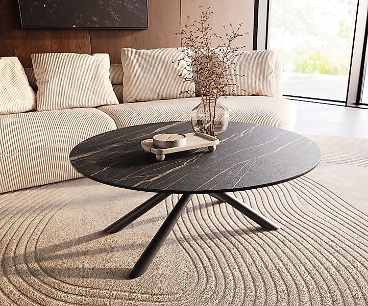Couchtisch Edge Rund 100x100 cm Keramik Laminam® Noir Desir Braun Sarity Me günstig online kaufen