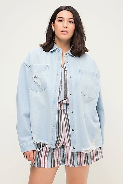 Studio Untold Hemdbluse Jeanshemd oversized destroyed günstig online kaufen