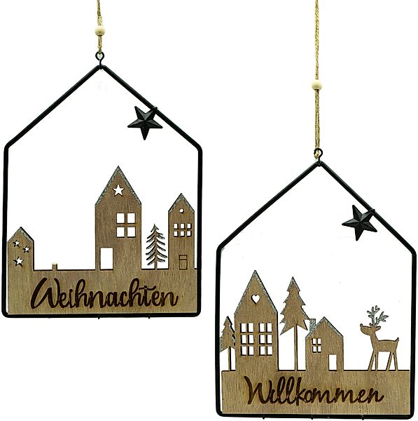 NOOR LIVING Weihnachtsfigur Deko-Schild aus Holz günstig online kaufen
