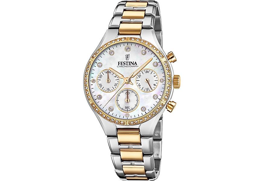 Festina Chronograph Damen F20402/1 – Edelstahlarmband Bicolor Silber-Gold, günstig online kaufen