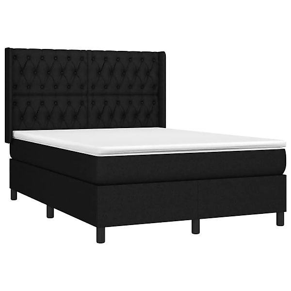 vidaXL Boxspringbett mit Matratze und LED Schwarz 140x200 cm Stoff 3138559 günstig online kaufen