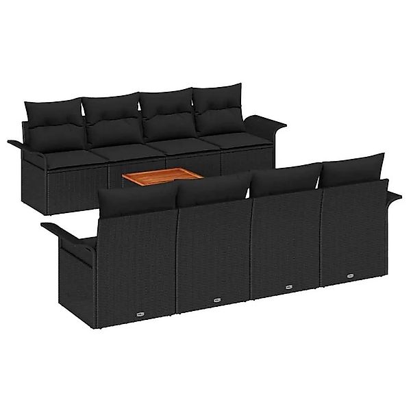 vidaXL Gartensofa-set mit Speicher 9-Tlg Schwarz Poly-Rattan 3355972 günstig online kaufen