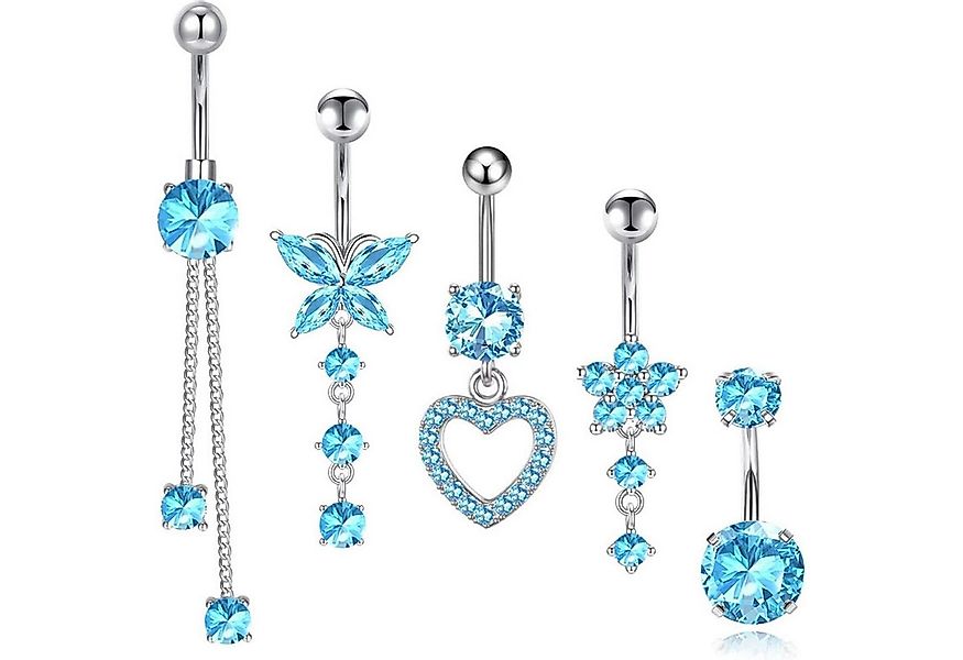 Bipl Bauchnabelpiercing Bauchnabelpiercing Set 5X-Blau günstig online kaufen