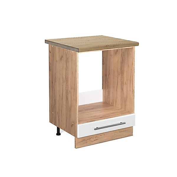 Vicco Herdumbauschrank Fame-Line Weiß Hochglanz/Goldkraft Eiche 60 cm AP Ei günstig online kaufen