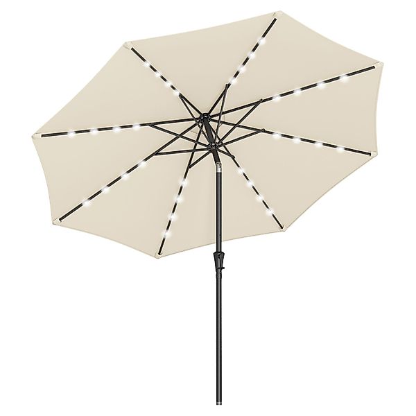 SONGMICS Sonnenschirm, ∅300cm,mit LED-Solar-Beleuchtung,UPF50+,ohne Ständer günstig online kaufen