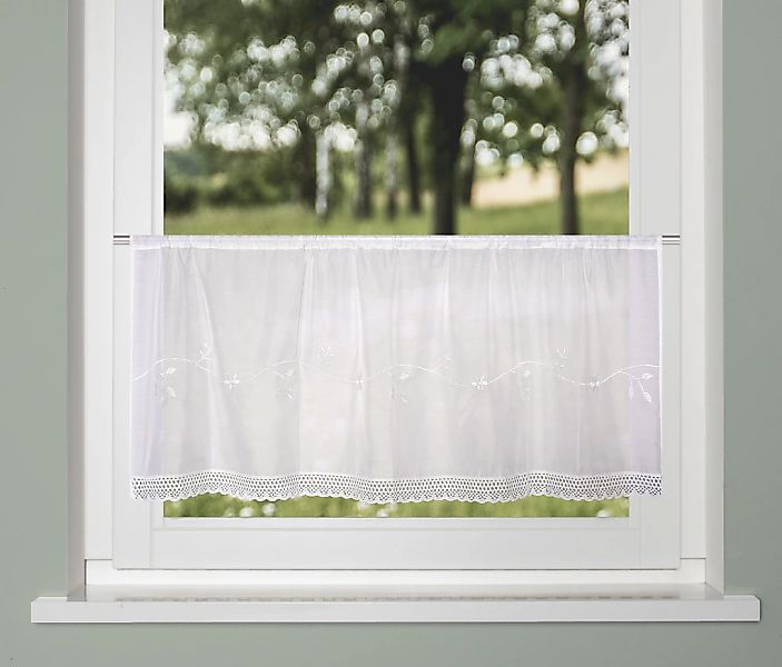 HOME WOHNIDEEN Scheibengardine "MACIRO" Stangendurchzug 1 Stk. tlg. Cafehau günstig online kaufen