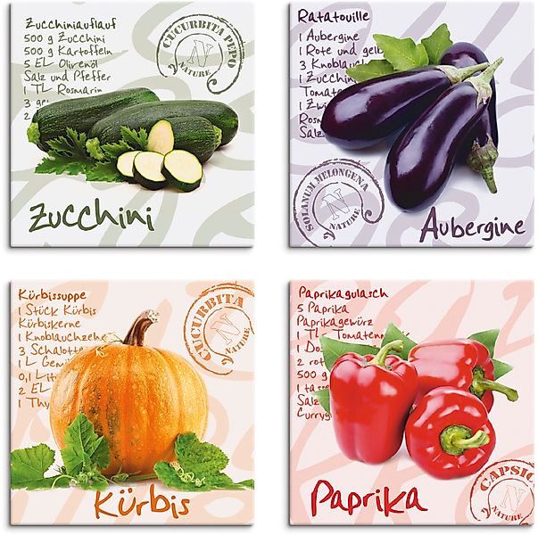 Artland Leinwandbild »Zucchini, Aubergine, Kürbis, Paprika« Lebensmittel 4 günstig online kaufen