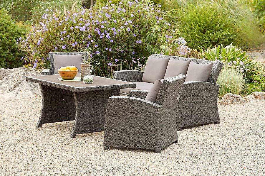 KONIFERA Gartenlounge-Set "Siros" Set, 1x 3er Sofa, 2x Sessel, 1x Tisch 135 günstig online kaufen