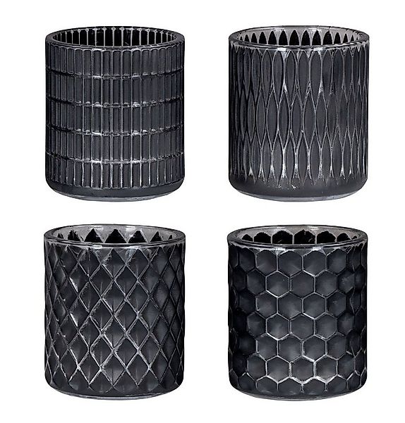 Levandeo® Teelichthalter, 4er Set Teelichthalter Schwarz Glas Windlicht Tis günstig online kaufen