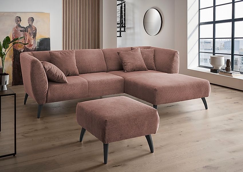 INOSIGN Ecksofa "Colori L-Form", Holzfußfarbe wählbar, inkl. 4x Zierkissen günstig online kaufen