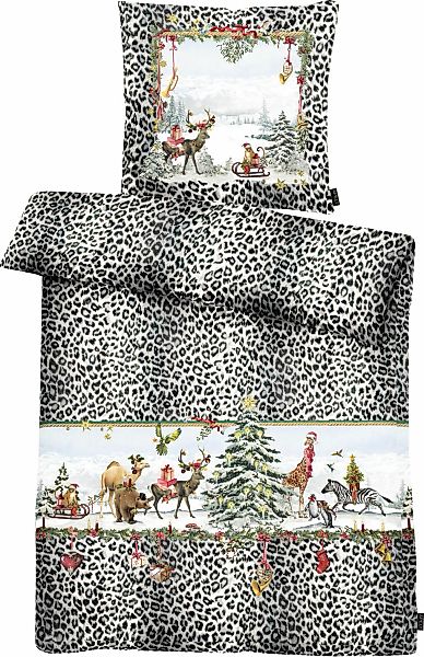 APELT Bettwäsche "Hugo" 2 Stk. tlg. Winterwelt mit exotischen Tieren und Le günstig online kaufen