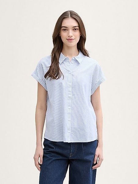 TOM TAILOR Denim Kurzarmbluse Loose Fit Bluse mit Streifenmuster günstig online kaufen