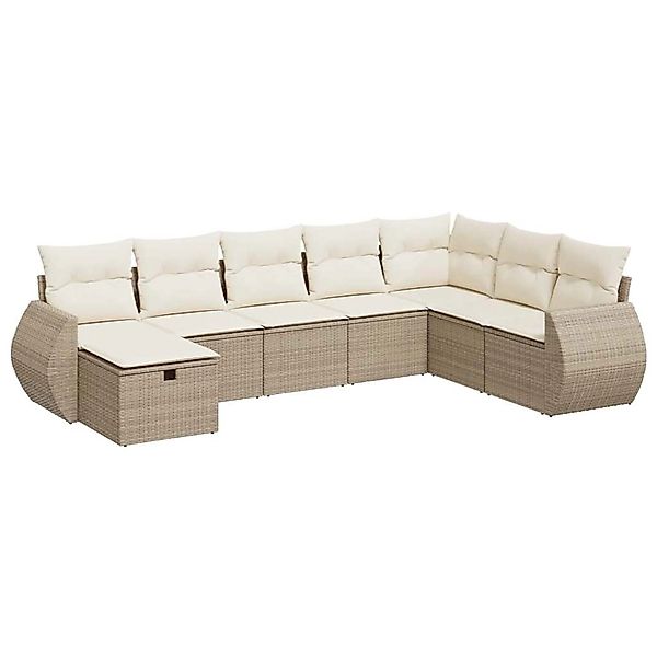 vidaXL 8-Tlg Garten-Sofagarnitur mit Kissen Beige Poly Rattan 3325634 günstig online kaufen
