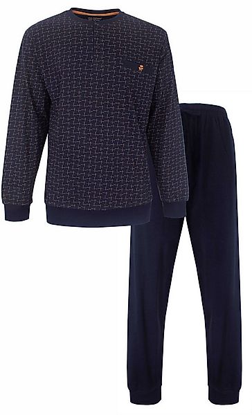 Paul Hopkins Schlafanzug Herren Pyjama lang mit Bündchen (2 tlg) Baumwolle günstig online kaufen