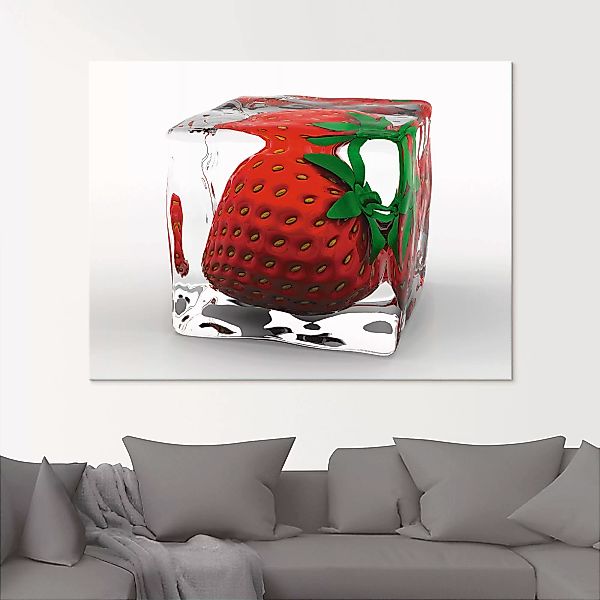 Artland Glasbild »Erdbeere in Eis«, Lebensmittel, (1 St.), in verschiedenen günstig online kaufen