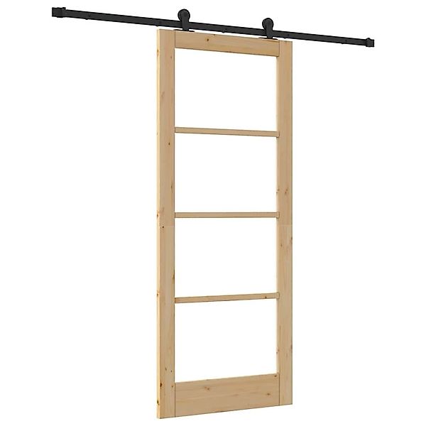 vidaXL Schiebetür ORKDAL Braun 83 x 202 cm Holz und Metall 3332025 günstig online kaufen