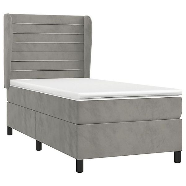 vidaXL Boxspringbett, Boxbett mit Matratze Hellgrau 90x190 cm Samt günstig online kaufen