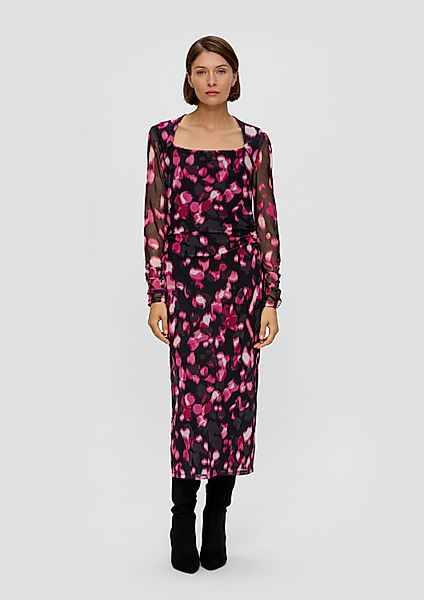 s.Oliver Midikleid Kleid Mesh-Kleid mit Raffung günstig online kaufen