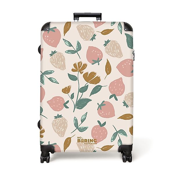 NoBoringSuitcases.com© Hartschalen-Trolley Erdbeeren und Blumen als günstig online kaufen