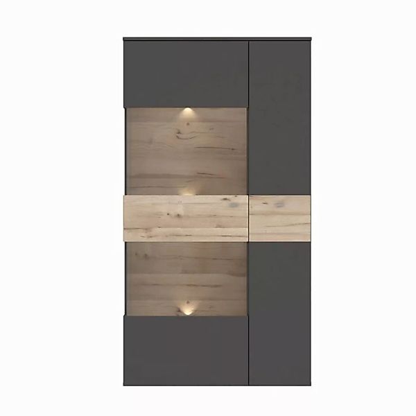 freiraum Vitrine COMO Grau/Planked Eiche Dekor inkl. Beleuchtung - 90,1x168 günstig online kaufen