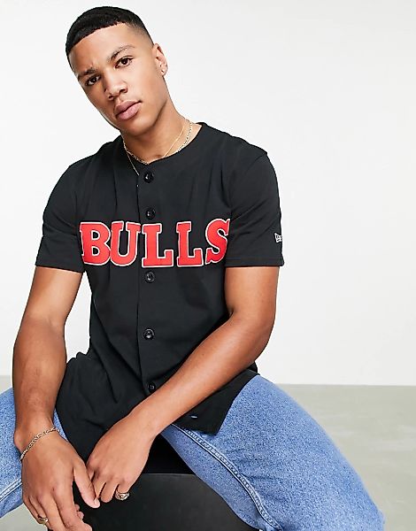 New Era – Chicago Bulls – Baseball-Shirt in Schwarz günstig online kaufen
