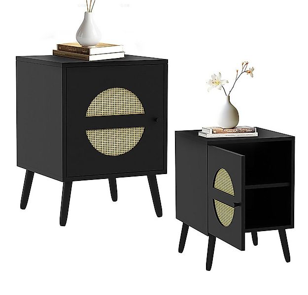 WAOHO Nachttisch Nachttisch Rattan geflecht, 2 Fächern, Sofatisch, Beistell günstig online kaufen