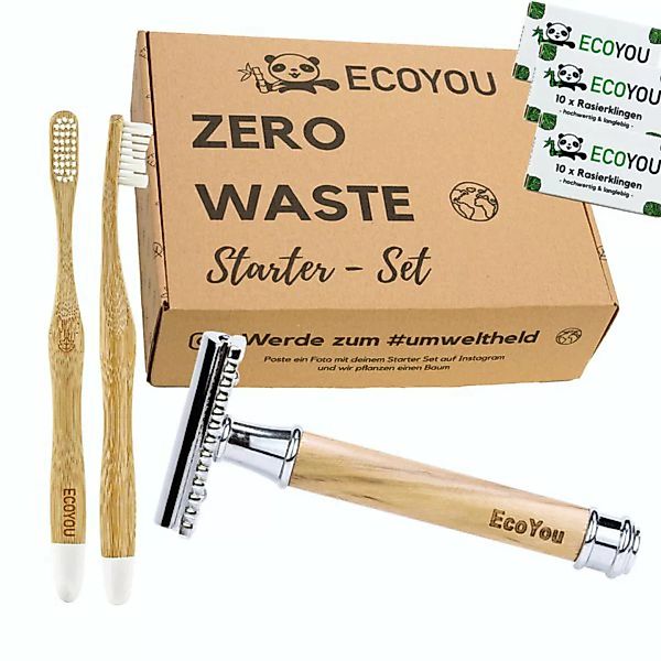 Ecoyou® Rasierhobel Set Inkl. Rasierklingen Und 2 x Bambus Zahnbürsten günstig online kaufen