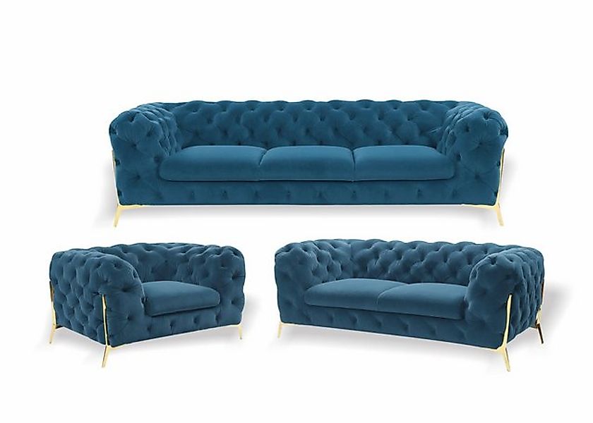 JVmoebel Sofa Luxus Chesterfield Polster Sofagarnitur in Samt 3+2 Sitzer Co günstig online kaufen