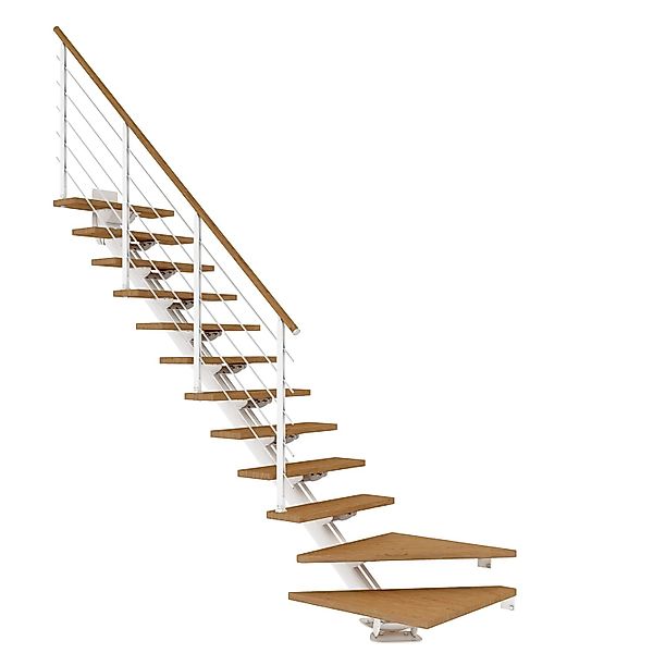 Dolle Mittelholmtreppe Sydney 13 Stufen Eiche 1/4gew. Metallteile Weiß FSC® günstig online kaufen