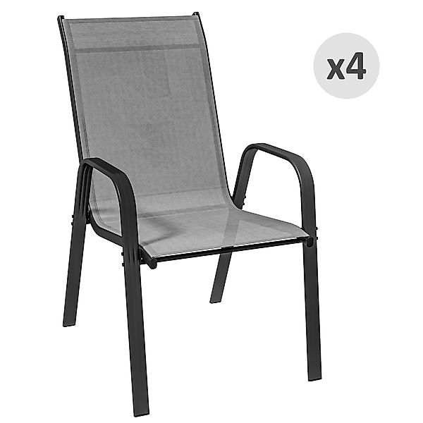 Outsunny Set 4 Stapelbare Gartenstühle mit Armlehnen aus Metall und Atmungs günstig online kaufen